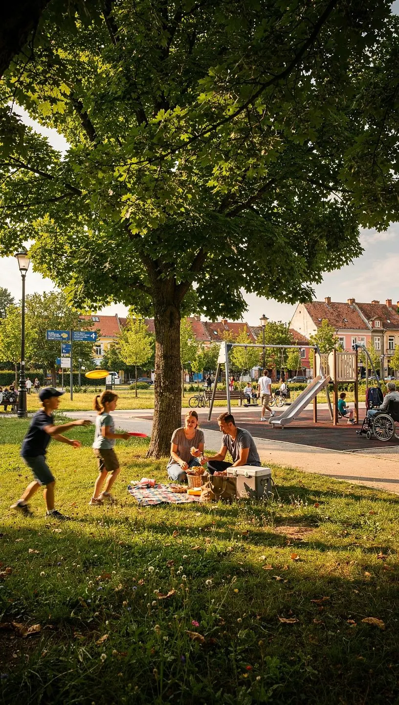 Familie bucurându-se de o plimbare pe un traseu accesibil din munții Carpați.